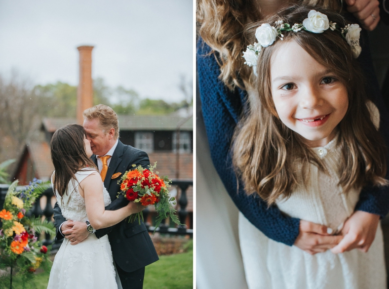 bröllop på Schenströmska herrgården ramnäs gullig tjej med blommor i håret fotograf henrik mill Västerås