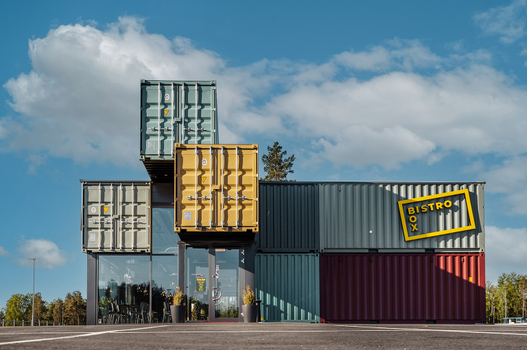 Bistrobox Erikslund exterior exteriör arkitekturfoto Henrik Mill Västerås